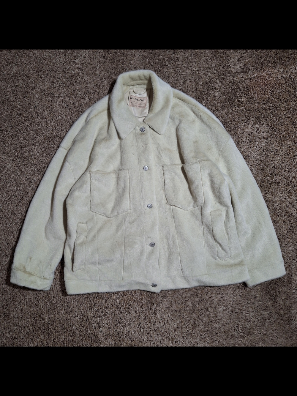 We The Free Cozy Opal Swing Faux Fur Coat Cream Off White L